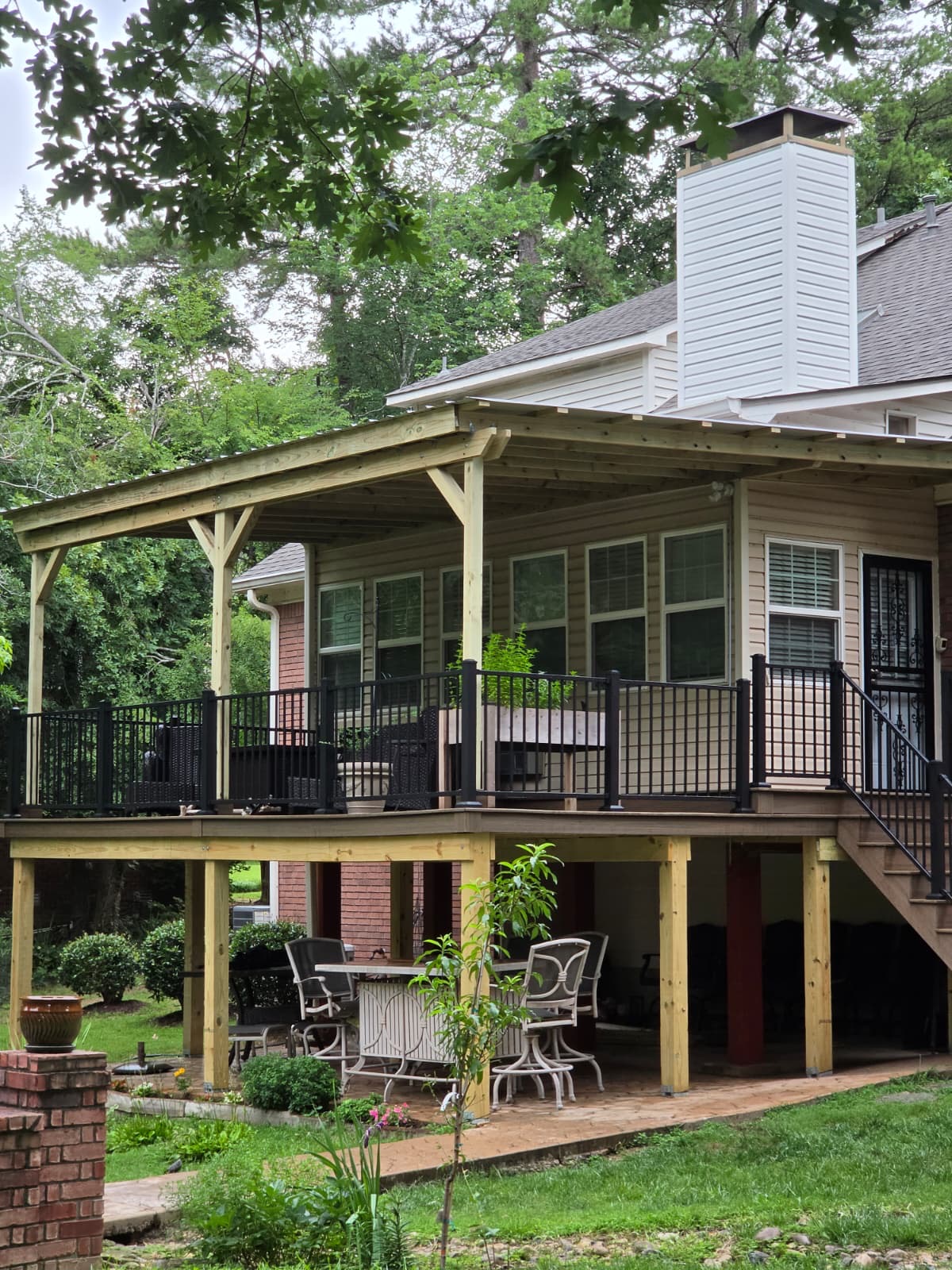 New covered deck and patio after build